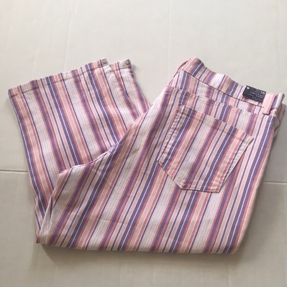 NWT Gloria Vanderbilt ribbon pink stripe Amanda Capris - Picture 2 of 8